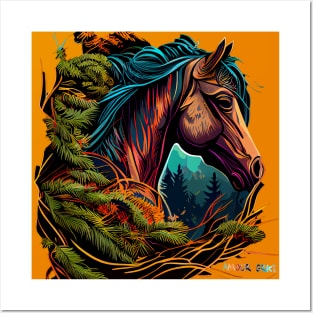 Wild Bay Horse Portrait Bubble Bonsai Posters and Art